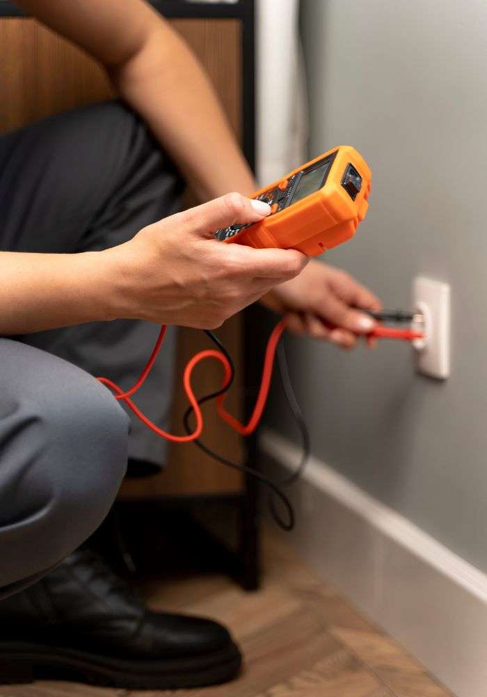 Certified electrician performing electrical installation work