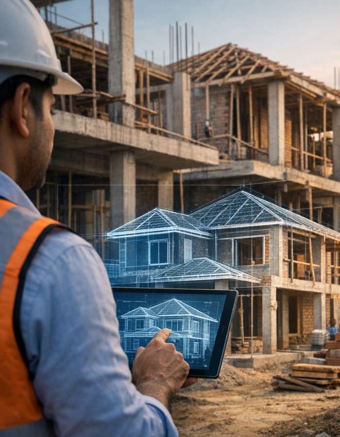 Real-time site photo updates of a residential building project in Lucknow