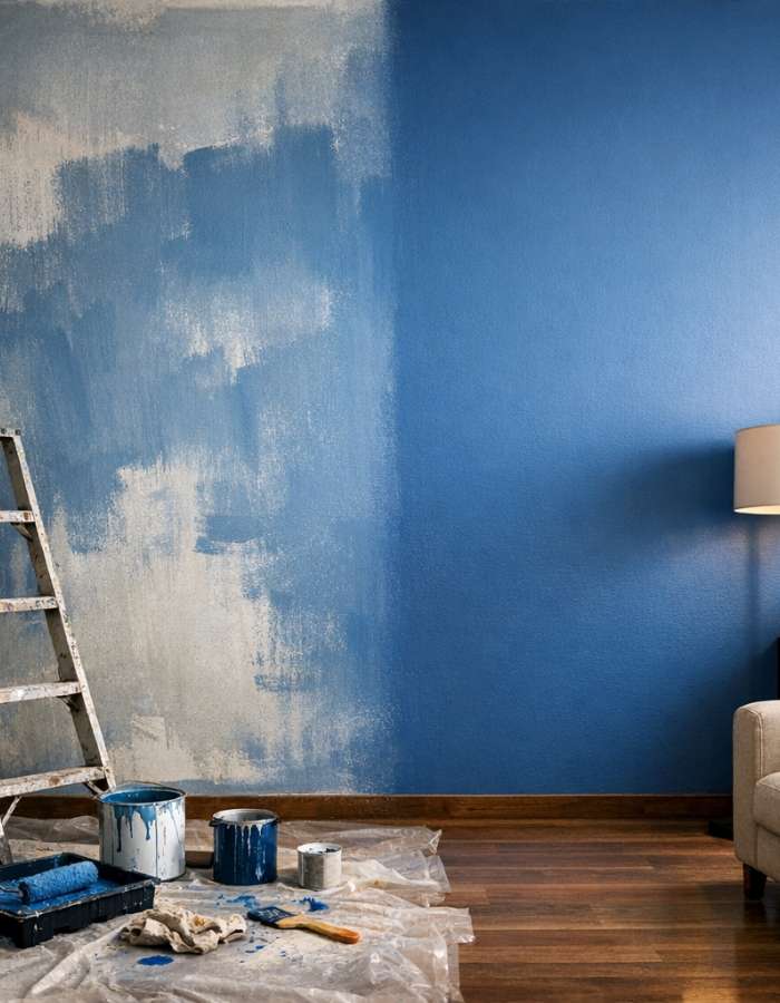 Smooth finish interior wall painting by Contec experts in Lucknow