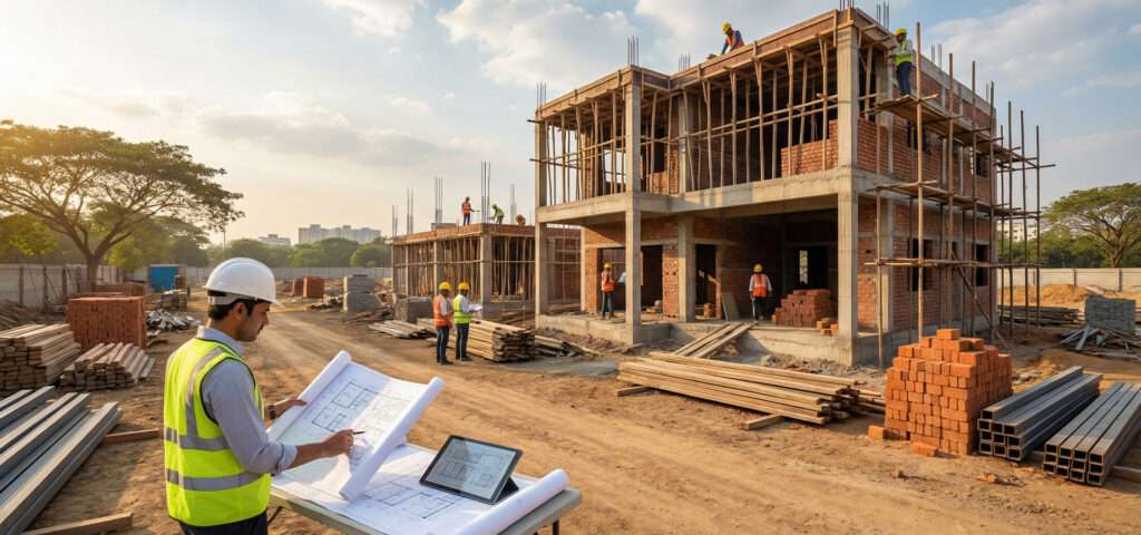 Modern commercial building architectural blueprint layout